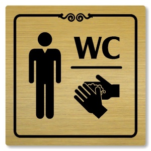 WC muži, 100x100mm, zlatá, Texas